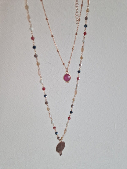 Necklaces in Silver, Rose Gold and Ruby 