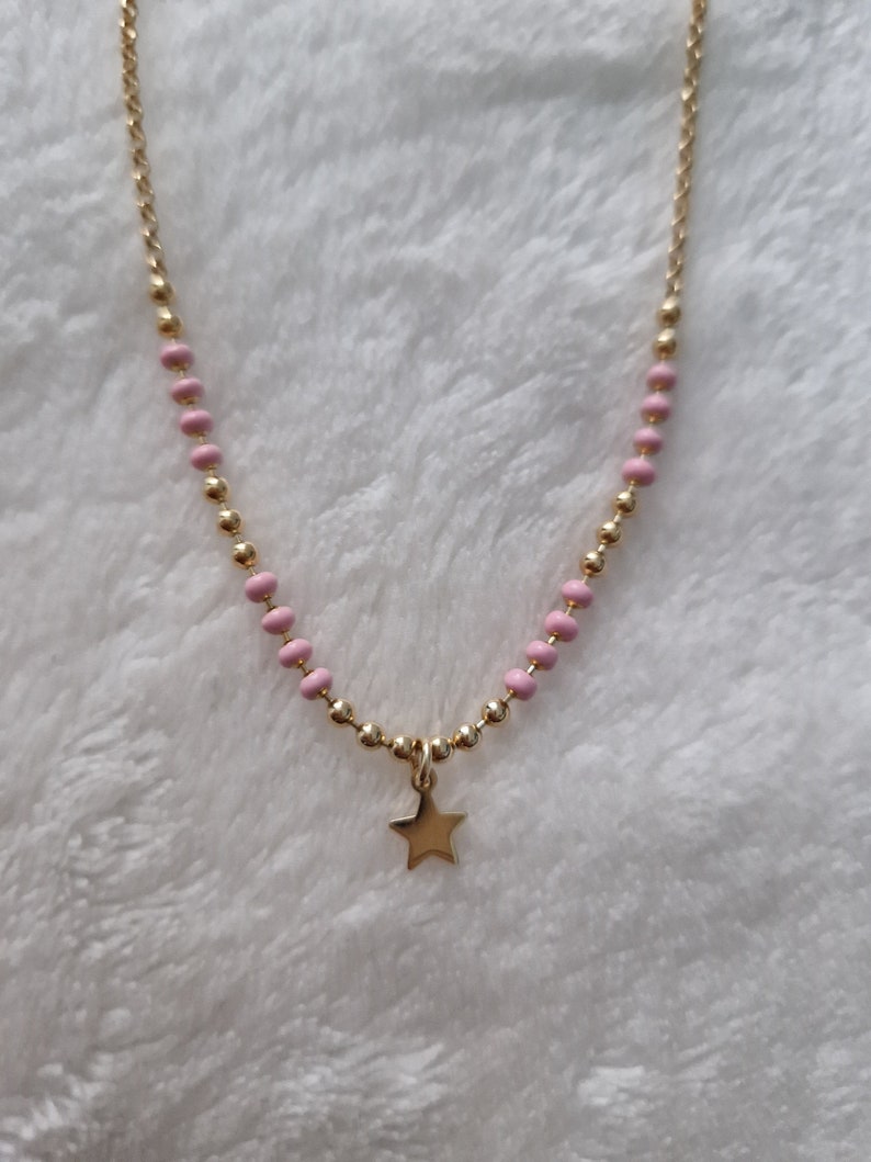 Pink necklace with stars