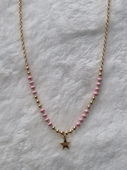 Pink necklace with stars