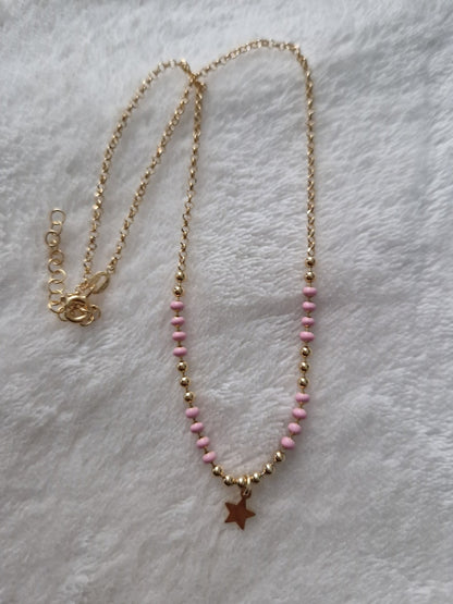 Pink necklace with stars