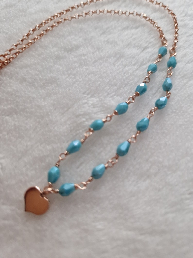 Collana in Turchese con Cuore: Gioiello Elegante con Pendente in Pietra Naturale