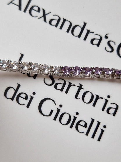 Purple Degradé Tennis Bracelet, 3 mm in 925 Silver