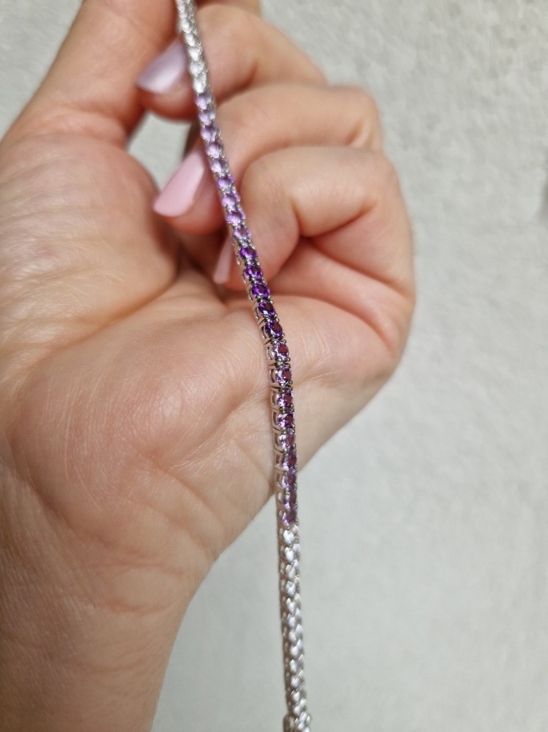 Purple Degradé Tennis Bracelet, 3 mm in 925 Silver