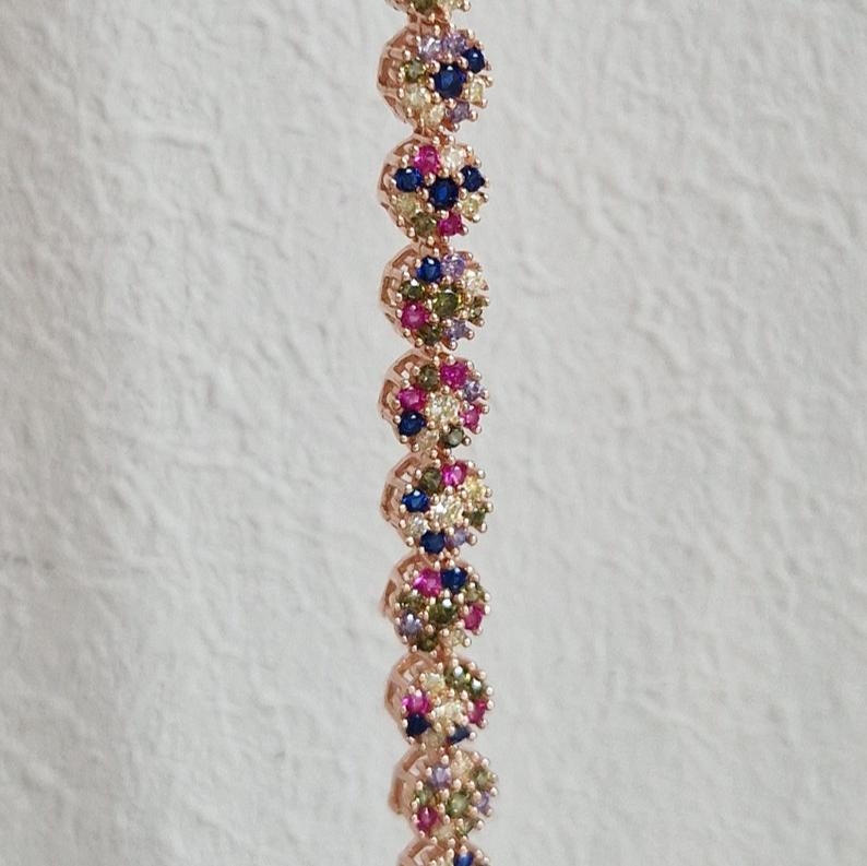 Precious multicolor rosette bracelet