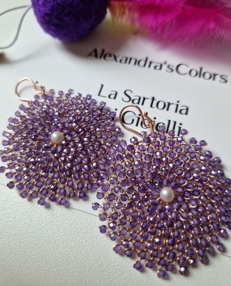 Amethyst flower earrings alexandrascolors.it