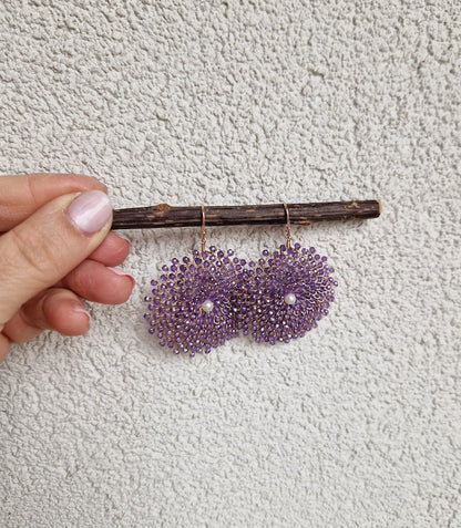 Natural Amethyst Flower Earrings 