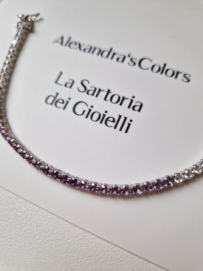 Purple Degradé Tennis Bracelet, 3 mm in 925 Silver