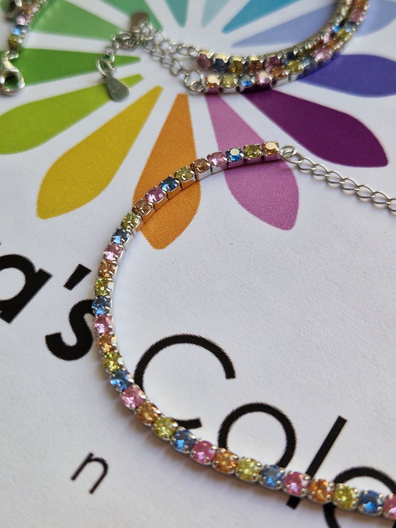 Pastel rainbow tennis bracelet