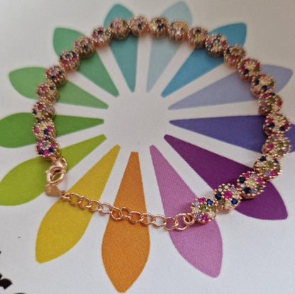 Precious multicolor rosette bracelet