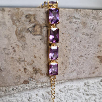 Luxury Purple and Gold Tennis Bracelet