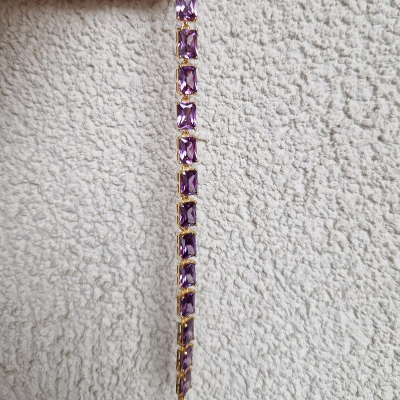 Luxury Purple and Gold Tennis Bracelet