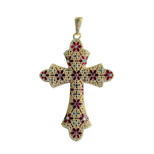 Collana con Croce Antica in Filigrana Preziosa, Argento s925