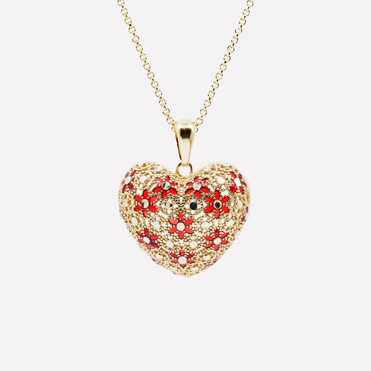 Collana con Ciondolo CUORE in Filigrana Preziosa, Argento s925