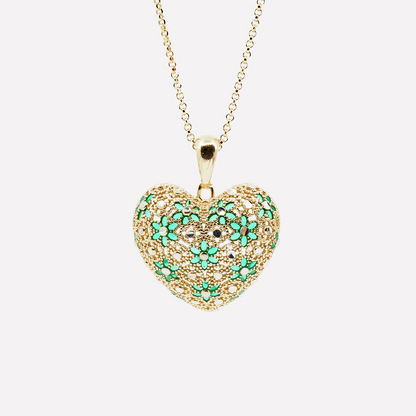 Necklace with large FILIGREE HEART Pendant, s925 Sterling Silver