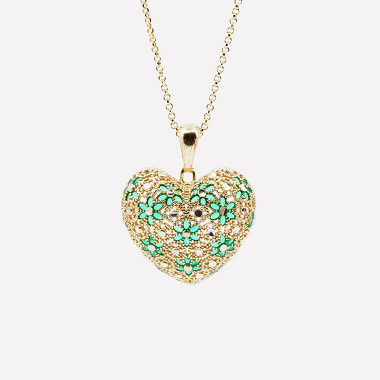 Collana con Ciondolo CUORE grande in Filigrana Preziosa, Argento s925