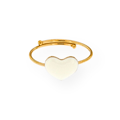 Bague ajustable en émail en forme de cœur – Style élégant et unisexe