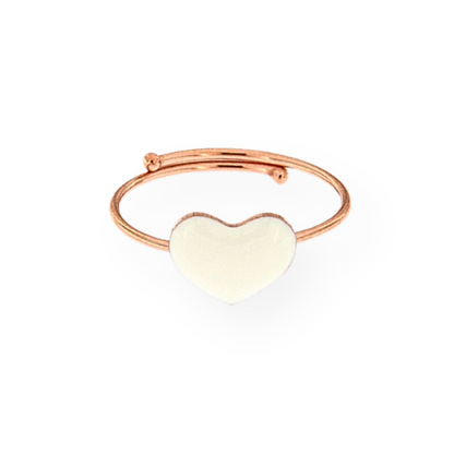 Bague ajustable en émail en forme de cœur – Style élégant et unisexe