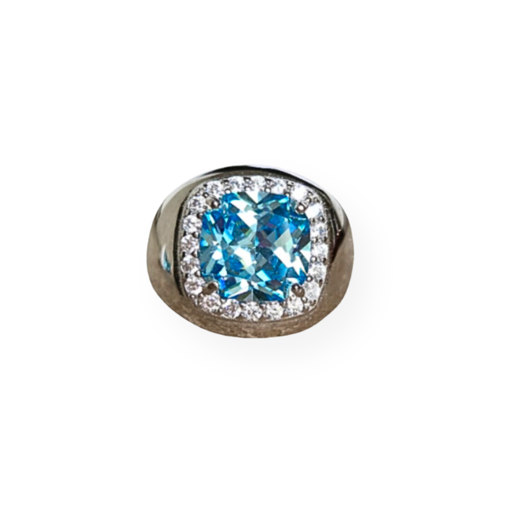 Chevalier Ring with Blue Square Stone