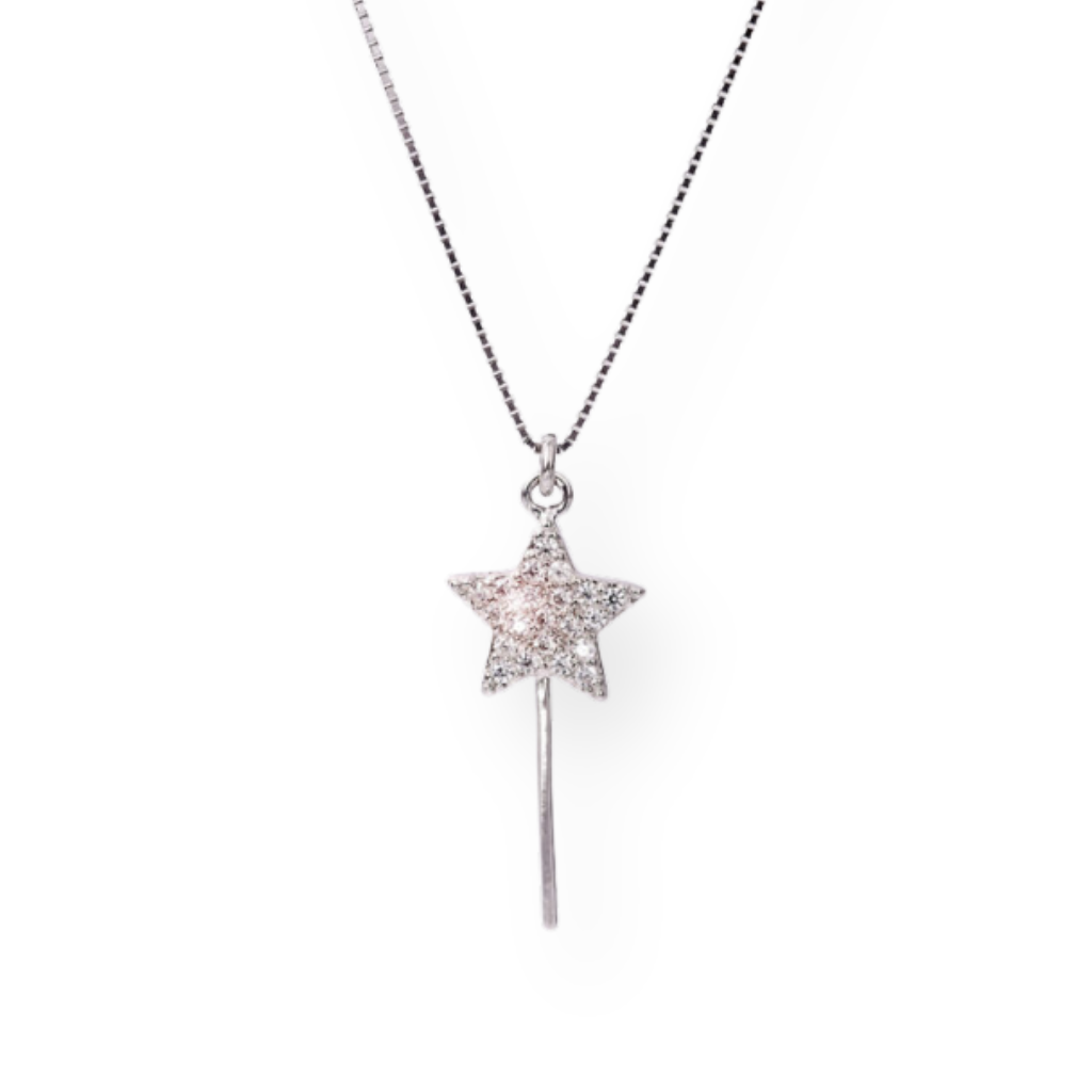 Collier en argent 925 avec pendentif baguette magique