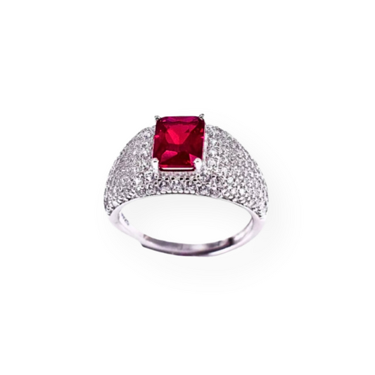 Anello Brilliant Ruby in Argento 925 con Zircone Rosso - Elegante e Luminoso