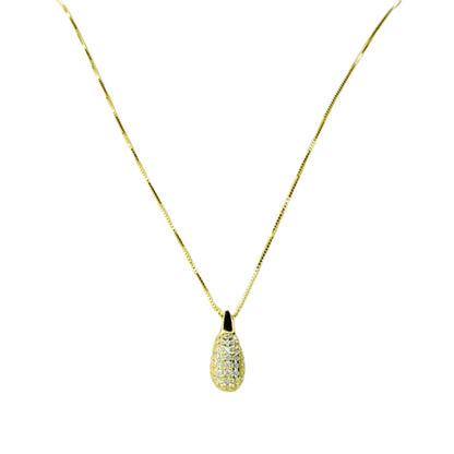 Collana Goccia in Argento 925 con Pavè di Zirconi