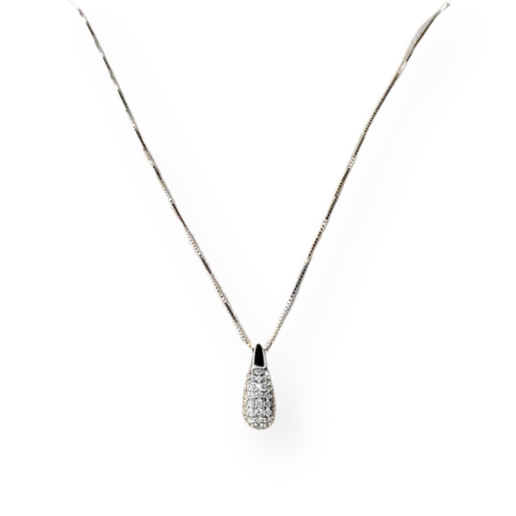 Collana Goccia in Argento 925 con Pavè di Zirconi