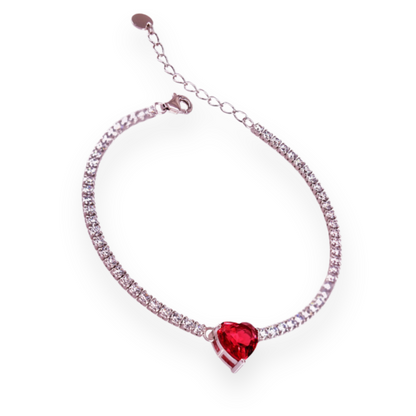 Set Collana e Bracciale Tennis con Cuore in Argento 925 con Zirconi - Eleganza e Delicatezza (Copy)