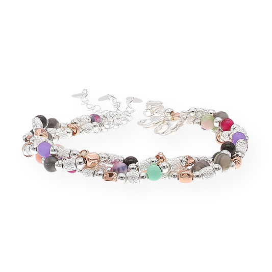 Bracciale con Pietre Colorate e Grani in Argento Sterling 925: Eleganza e Vivacità