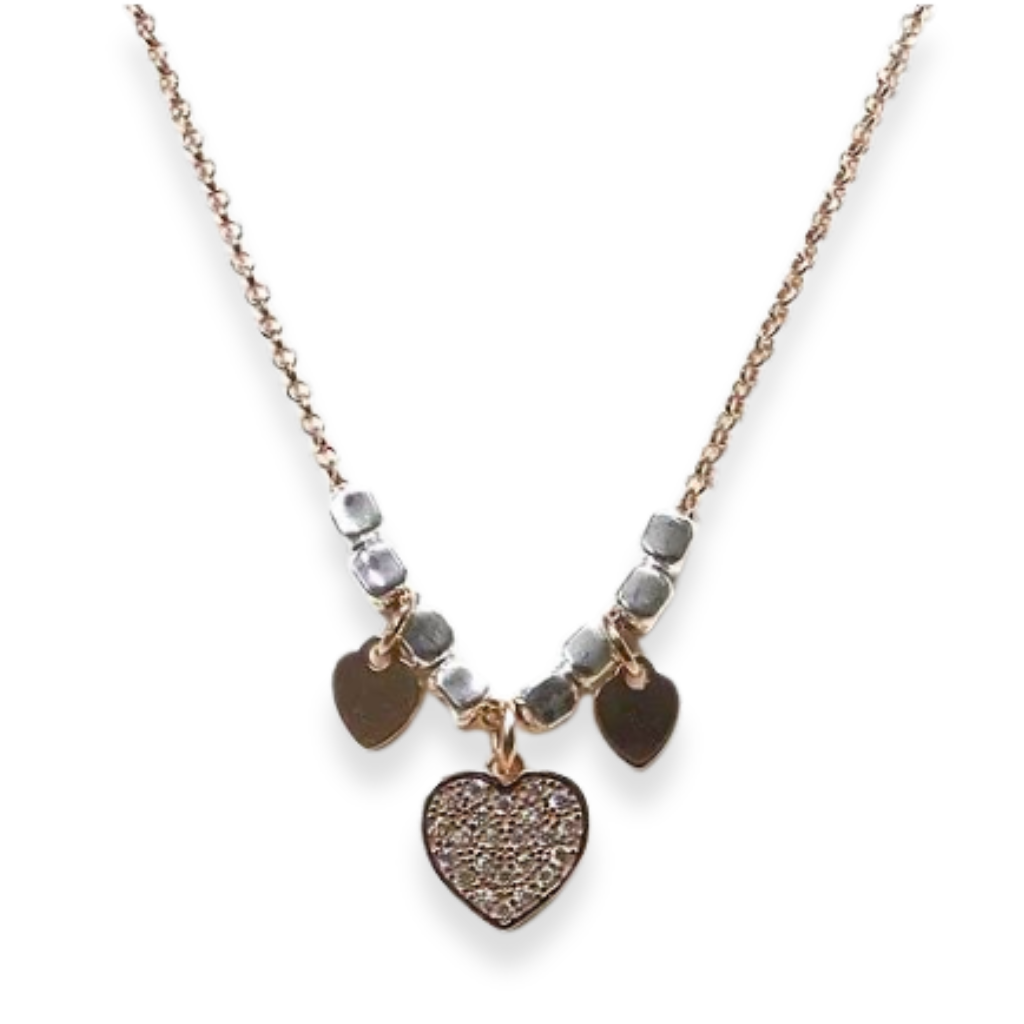 Dice Necklace with Zirconia Heart - Elegance and Brilliance by Alexandra's Colors 