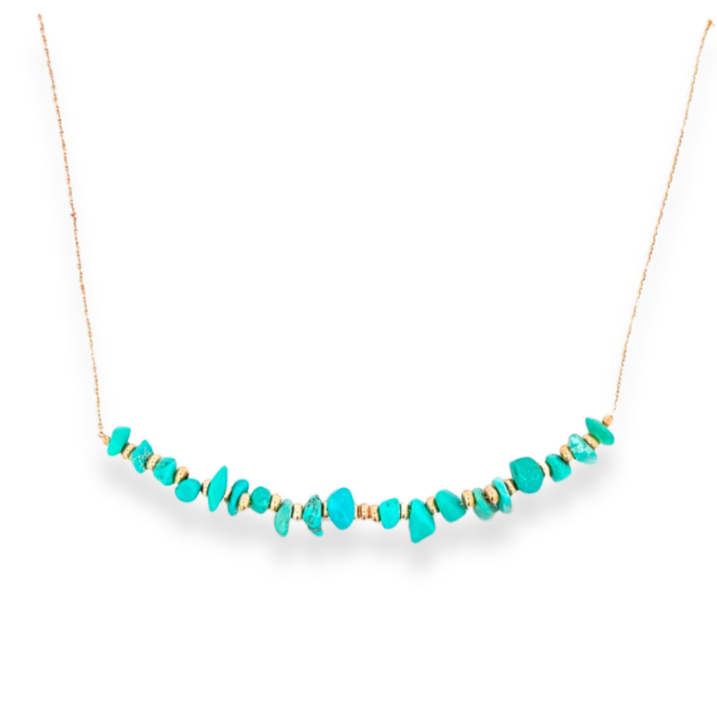 Collier avec Pierres Turquoise Taillées en Éclats - Bijou Elégant en Argent