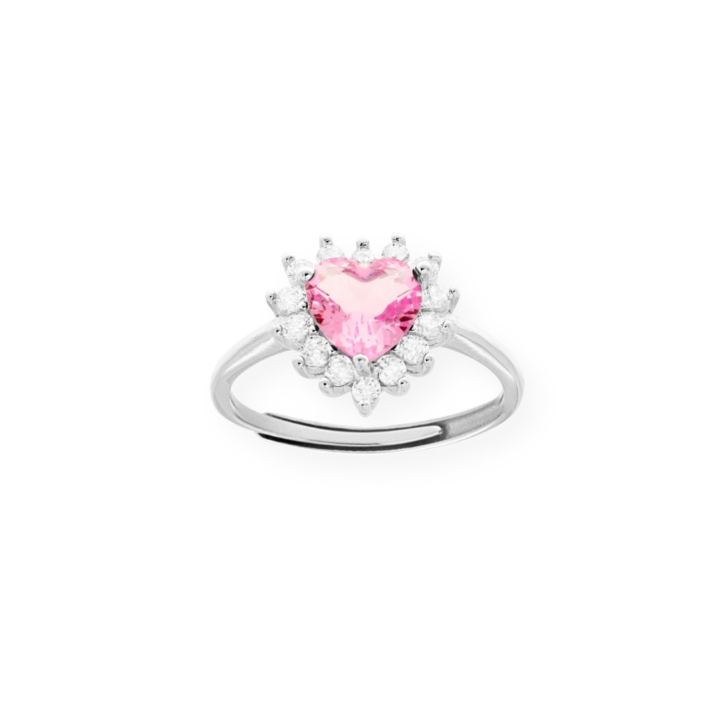 Anello Con Cuore e Zirconi stile Kate, in Argento 925