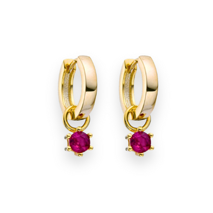 Hoop Earring with Round Pendant, in 925 Silver