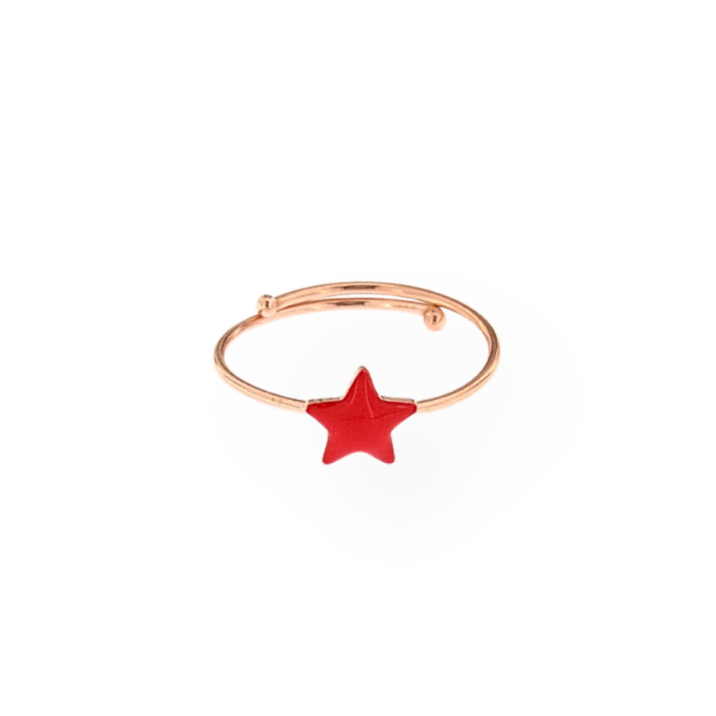 Adjustable Ring Star Red Enamel 