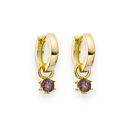 Hoop Earring with Round Pendant, in 925 Silver