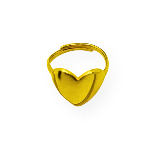 Flat Heart Ring in Silver and Gold 