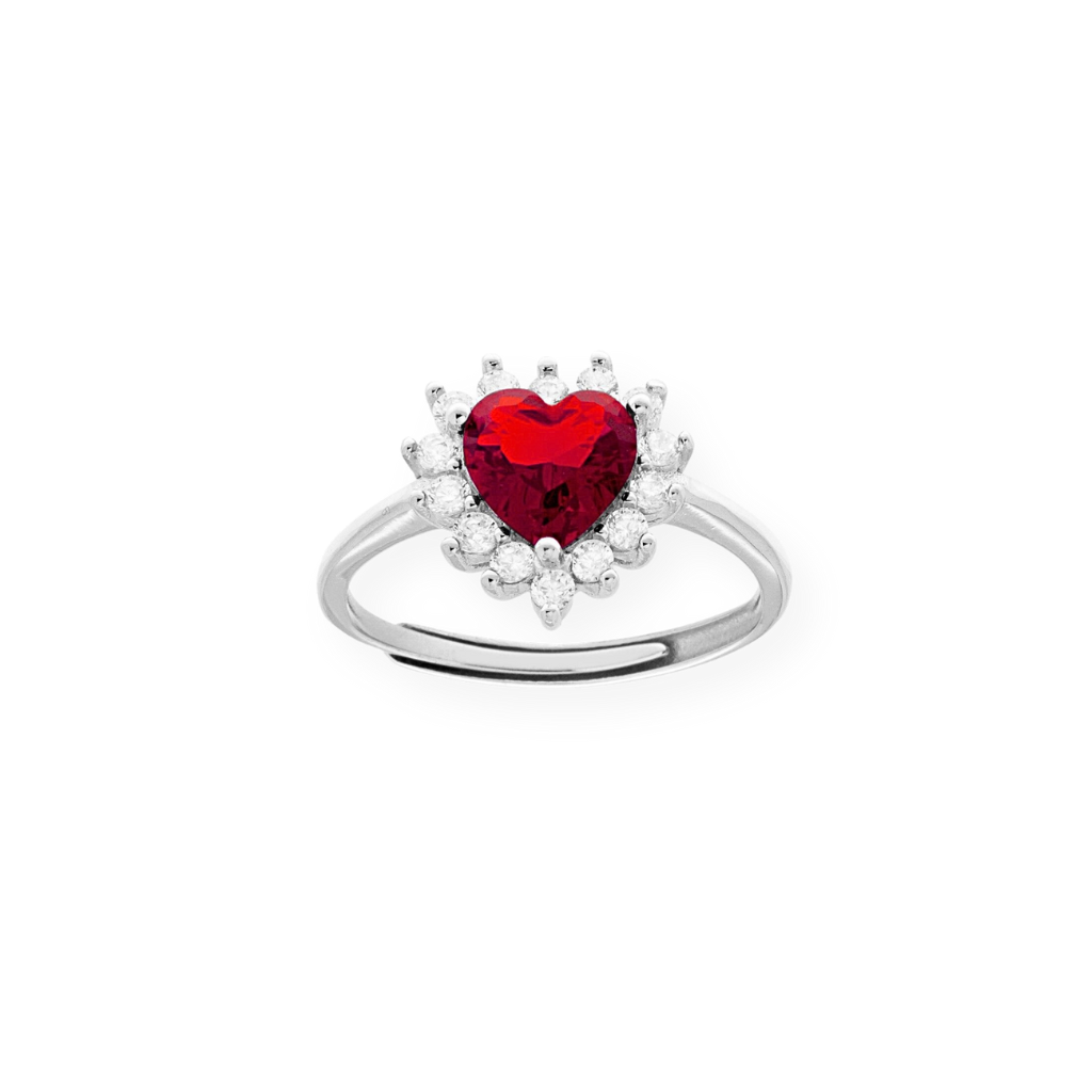 Anello Con Cuore e Zirconi stile Kate, in Argento 925