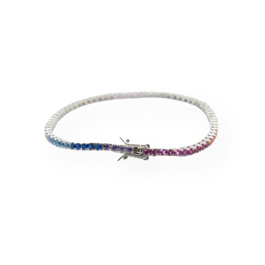 Bracciale Tennis Rainbow 2,5mm - Personalizzato su Misura in Argento Sterling