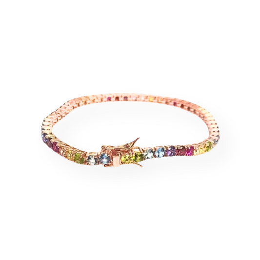 Bracciale Tennis Rainbow in Argento e Oro 2,5mm - Su Misura