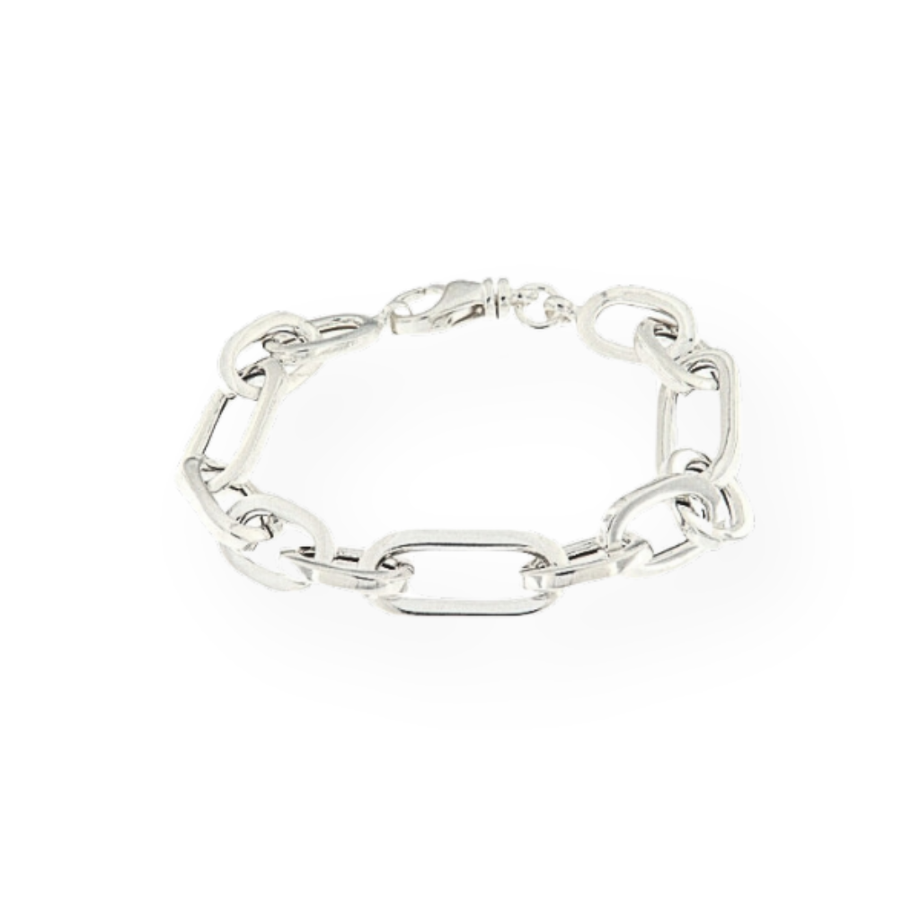 Bracelet en argent 925 avec grande chaîne ovale