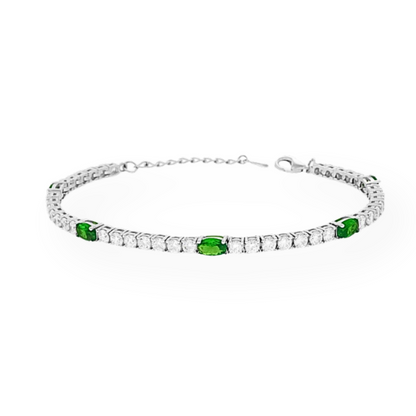 Bracciale Tennis 4mm con Zirconi Ovali alternati, in Argento 925