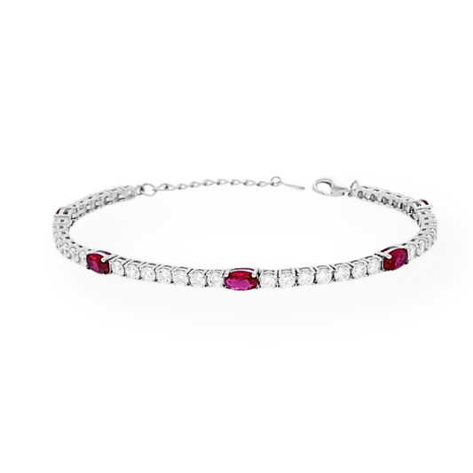 4mm Tennis Bracelet with Alternating Oval Zirconia, in 925 Silver