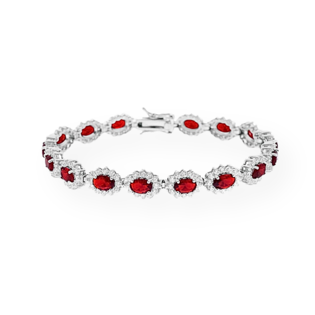 Kate Tennis Bracelet, with Standard Petal Flower in 925 Silver