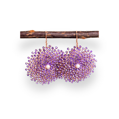 Natural Amethyst Flower Earrings 