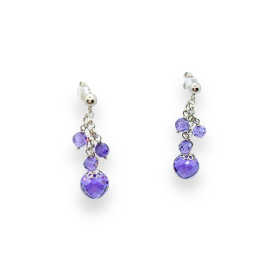 Orecchini in Argento 925 con Cristallo Viola Brillante - Gioielli Eleganti e Nichel Free