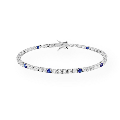 Bracciale Tennis 3mm Con Zirconi Colore Blu Alternati 5+1