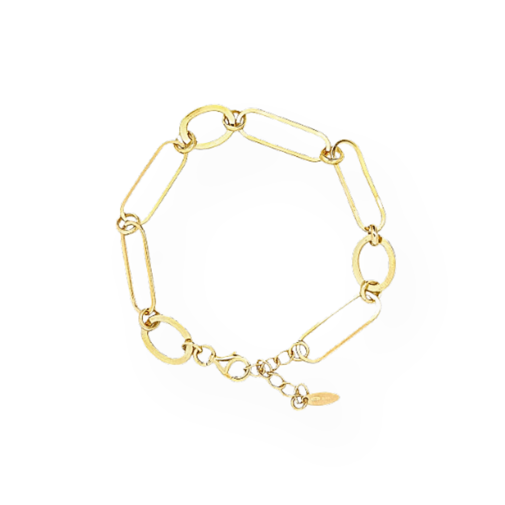 Bracciale in Argento e Oro Giallo con Catena Ovale liscia