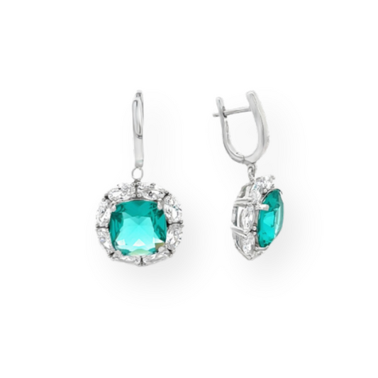 Boucles d'oreilles carrées avec zircon en argent 925