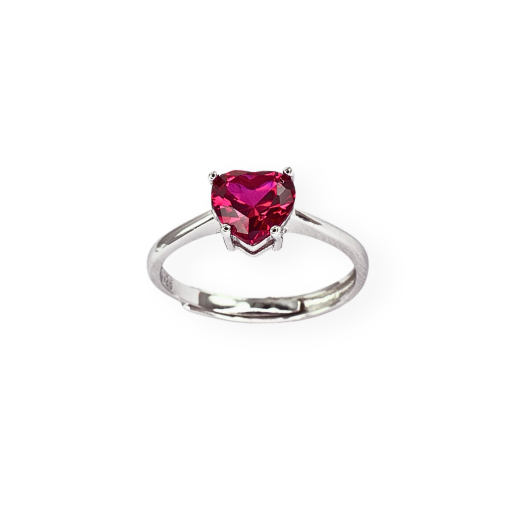 Anello Con Cuore Solitario, in Argento 925