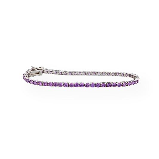 Braccialetto Tennis Viola 3 mm in Argento - Eleganza e Raffinatezza