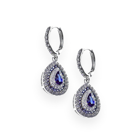 Kate Drop Earrings in Silver and Zirconia